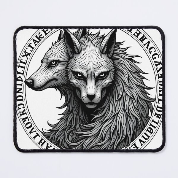 Item preview, Wolf Cipher – Intricate Wild Animal Art with Cryptic Letter Ring designed and sold by TeeWyrm.