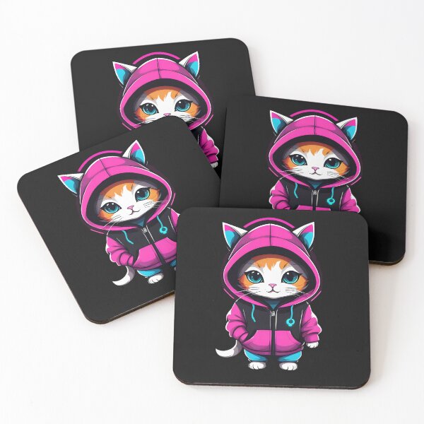 Artikelvorschau, Cyberpunk Chibi Cat Sticker – Neon Futuristisches Kätzchen entworfen und verkauft von Mood-Natural.