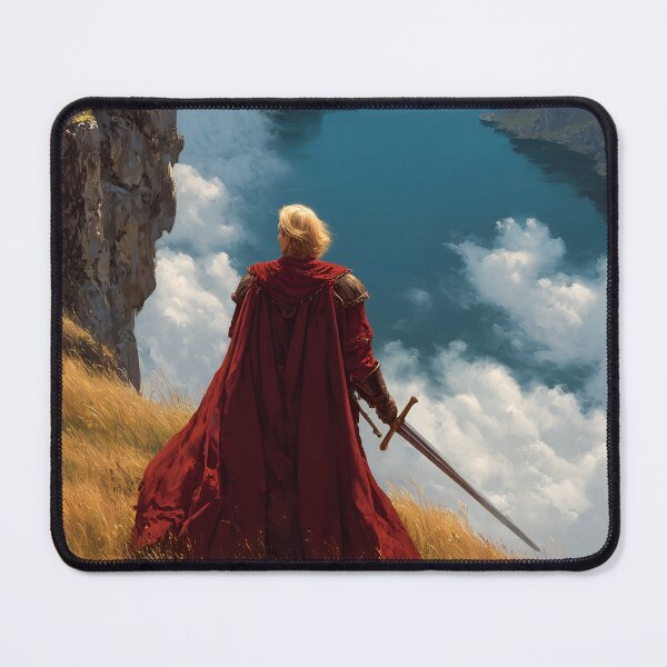 Item preview, Medieval Knight in Red Cloak on Sea Cliff with Sword designed and sold by WitchcraftWndrs.