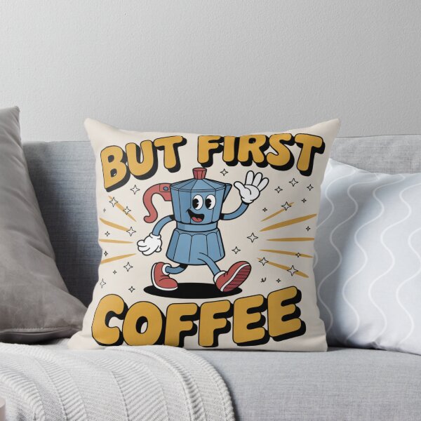 Item preview, First Coffee Funny Quote – Cute Cartoon Moka Pot Coffee Lover Gift designed and sold by Cafe-Color.