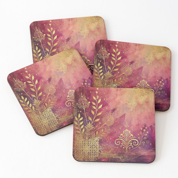 Item preview, Golden Reverie on Crimson Skies Abstract Art Collection designed and sold by Oonward2021.