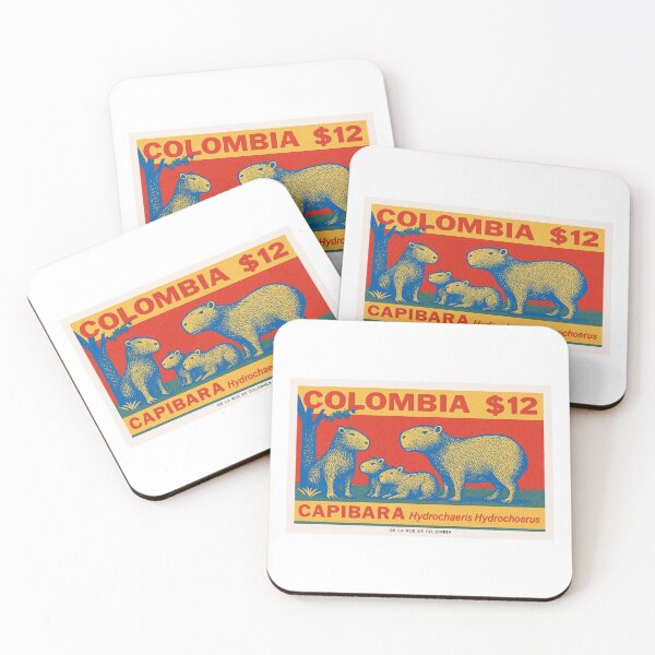 Item preview, Colombia Capybara Stamp Poster designed and sold by retrographics.
