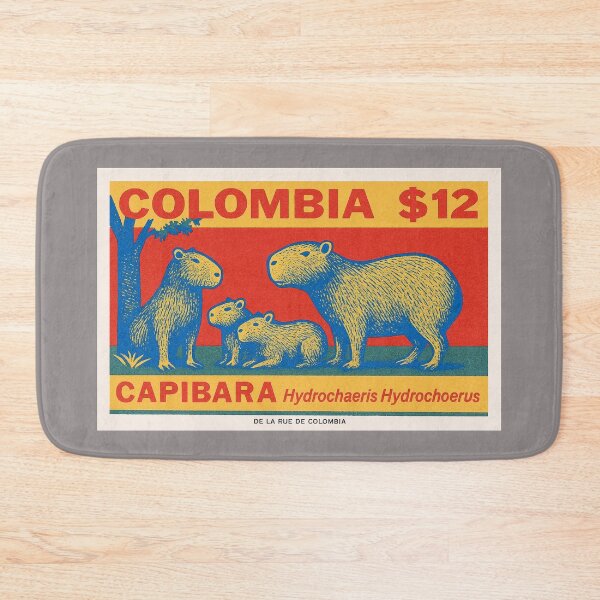 Item preview, Colombia Capybara Stamp Poster designed and sold by retrographics.