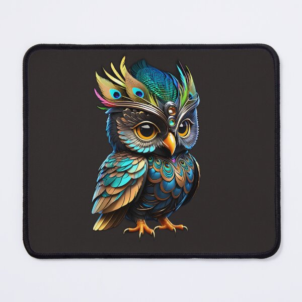 Item preview, Cyberpunk Chibi Owl Sticker  – Neon Peacock Feathers designed and sold by Mood-Natural.