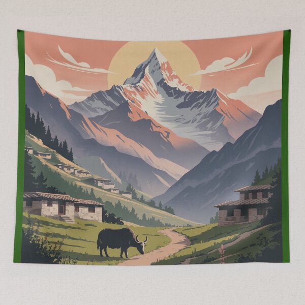 Item preview, a serene Himalayan landscape in the style of Orientalism.  designed and sold by Lilashakti ⭐️ ⭐️ ⭐️ ⭐️ ⭐️.