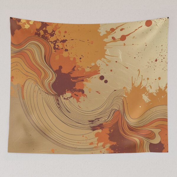 Item preview, Golden Drift – Flowing Line Art Meets Autumn Splatter in Psychedelic Harmony designed and sold by Harmonic_Layers.