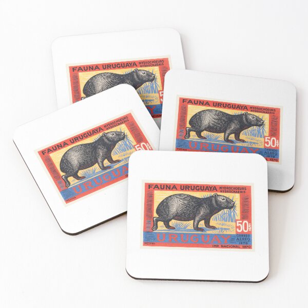 Item preview, Uruguay Capybara Stamp Poster designed and sold by retrographics.