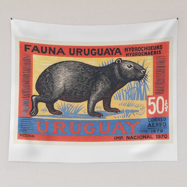 Item preview, Uruguay Capybara Stamp Poster designed and sold by retrographics.