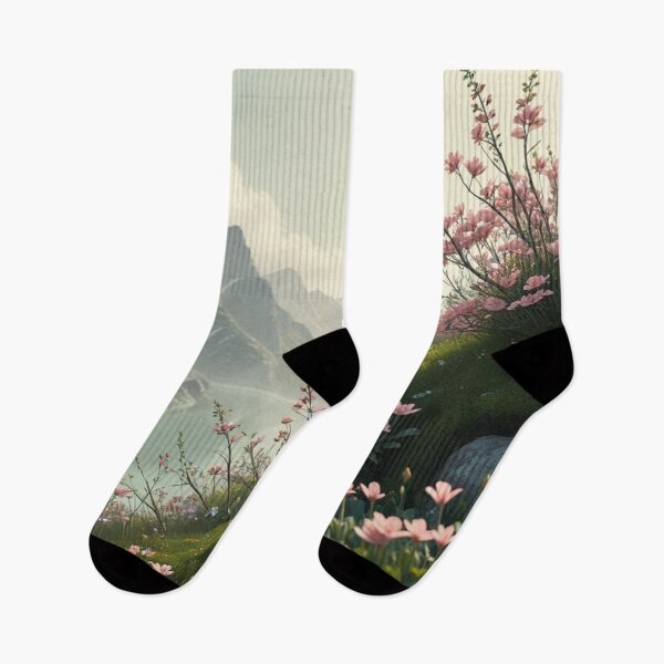 Item preview, Peaceful Mountain Lake with Blooming Pink Wildflowers designed and sold by Uniquely Yours.