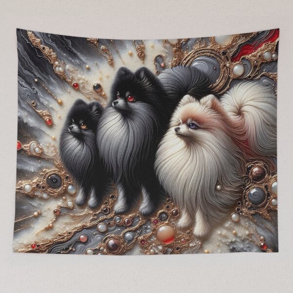 Item preview, Abstract Canine Art Pomeranian Trio designed and sold by Wags & Tails.