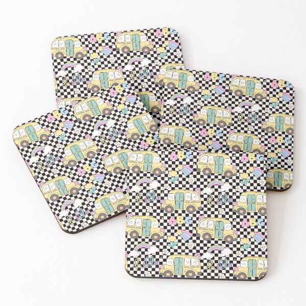 Item preview, Kawaii School Bus Checkerboard Pattern – Pastel ABC Rainbow Back-to-School Drawstring Bag designed and sold by FestivityFinds.