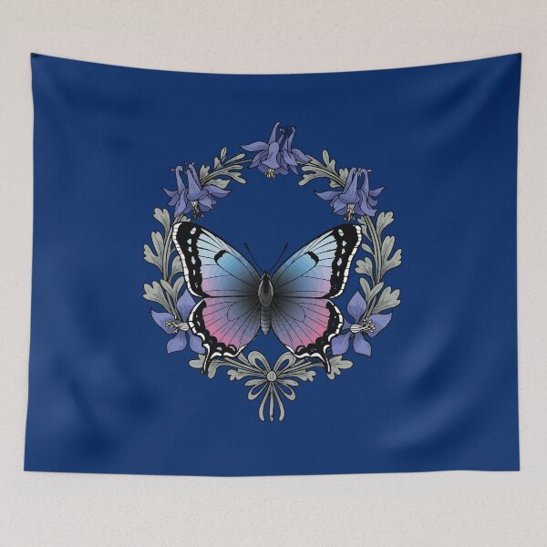 Item preview, Colorado Hairstreak Butterfly And Blue Columbine Flowers designed and sold by taiche.