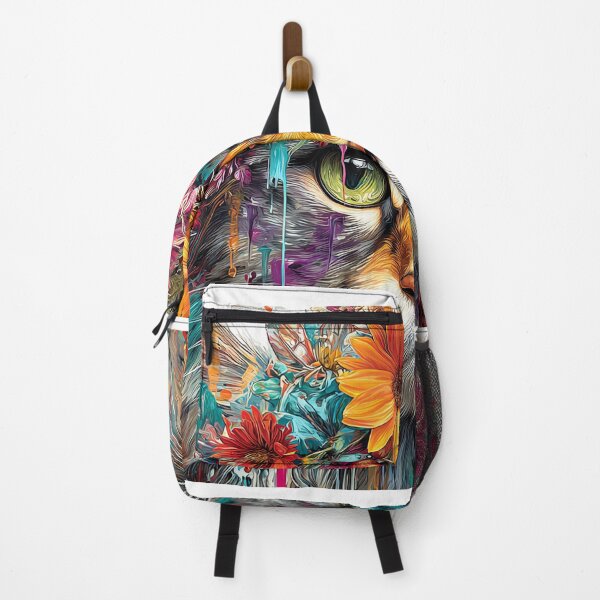 Item preview, “Bohemian Floral Cat Portrait – Vivid Watercolor Paint Drip Effect with Bright Botanical Crown” designed and sold by SantiLab.