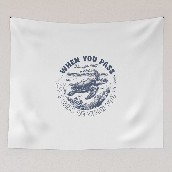 Item preview, "When You Pass Through Deep Waters" Christian Sea Turtle Design designed and sold by Colorful-Garden.