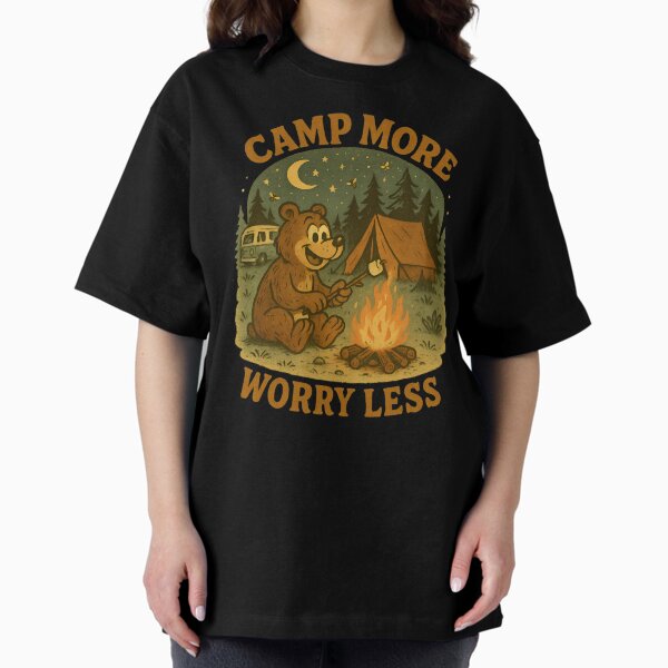Item preview, Camp More Worry Less - Funny Bear Roasting Marshmallows Camping designed and sold by zakugan.