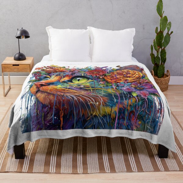 Item preview, “Rainbow Regal Cat – Floral Crown in Dripping Paint Art Style” designed and sold by SantiLab.