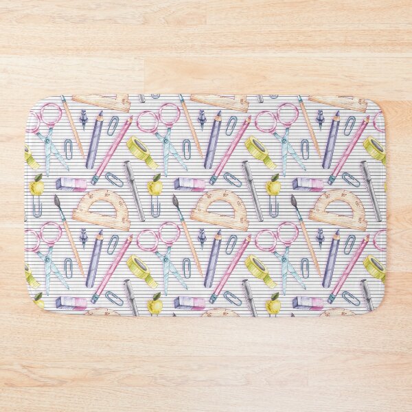Item preview, Watercolor School Supplies Pattern Desk Mat – Pastel Stationery on Lined Notebook Paper designed and sold by FestivityFinds.