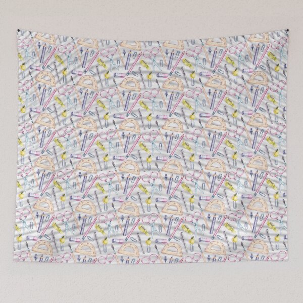 Item preview, Watercolor School Supplies Pattern Desk Mat – Pastel Stationery on Lined Notebook Paper designed and sold by FestivityFinds.
