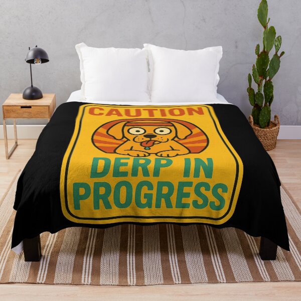 Item preview, Caution: Derp in Progress – Funny Retro Dog Warning Sign Design designed and sold by Domci.