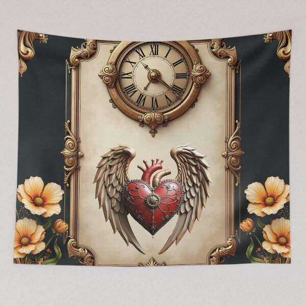 Item preview, Vintage elegance: an elegant clock and heart.  designed and sold by nicky2342.