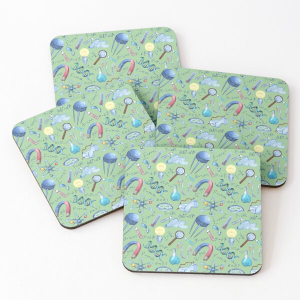 Item preview, Watercolor Science Icons Desk Mat – STEM Equations DNA Helix Lab Tools Pattern designed and sold by FestivityFinds.