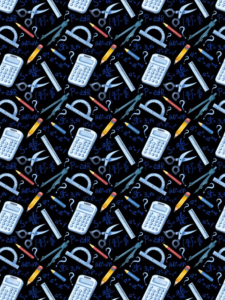 Thumbnail 4 of 4, iPhone Case, Watercolor Math Tools Pattern Desk Mat – STEM Equations Calculator Ruler Geometry Design designed and sold by FestivityFinds.