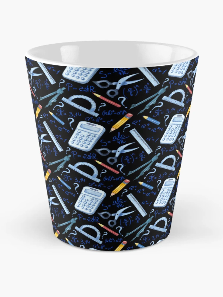 Thumbnail 2 of 4, Coffee Mug, Watercolor Math Tools Pattern Desk Mat – STEM Equations Calculator Ruler Geometry Design designed and sold by FestivityFinds.
