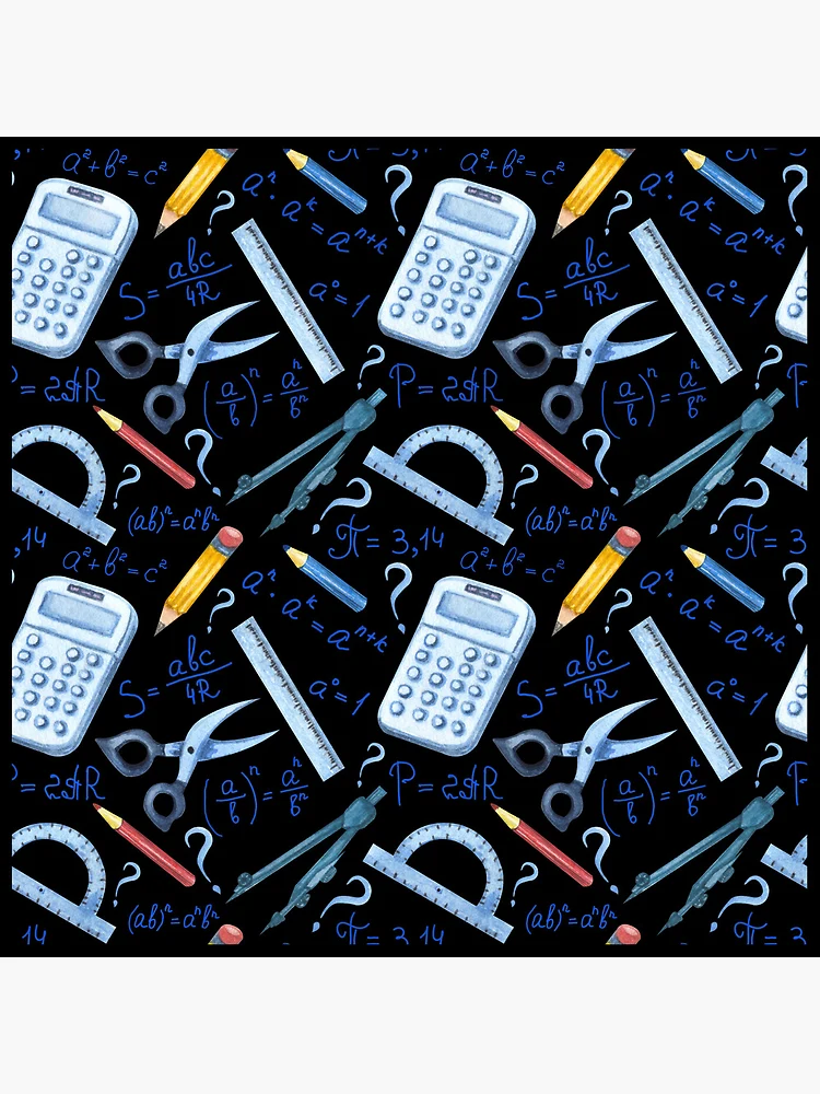 Thumbnail 5 of 5, Coasters (Set of 4), Watercolor Math Tools Pattern Desk Mat – STEM Equations Calculator Ruler Geometry Design designed and sold by FestivityFinds.