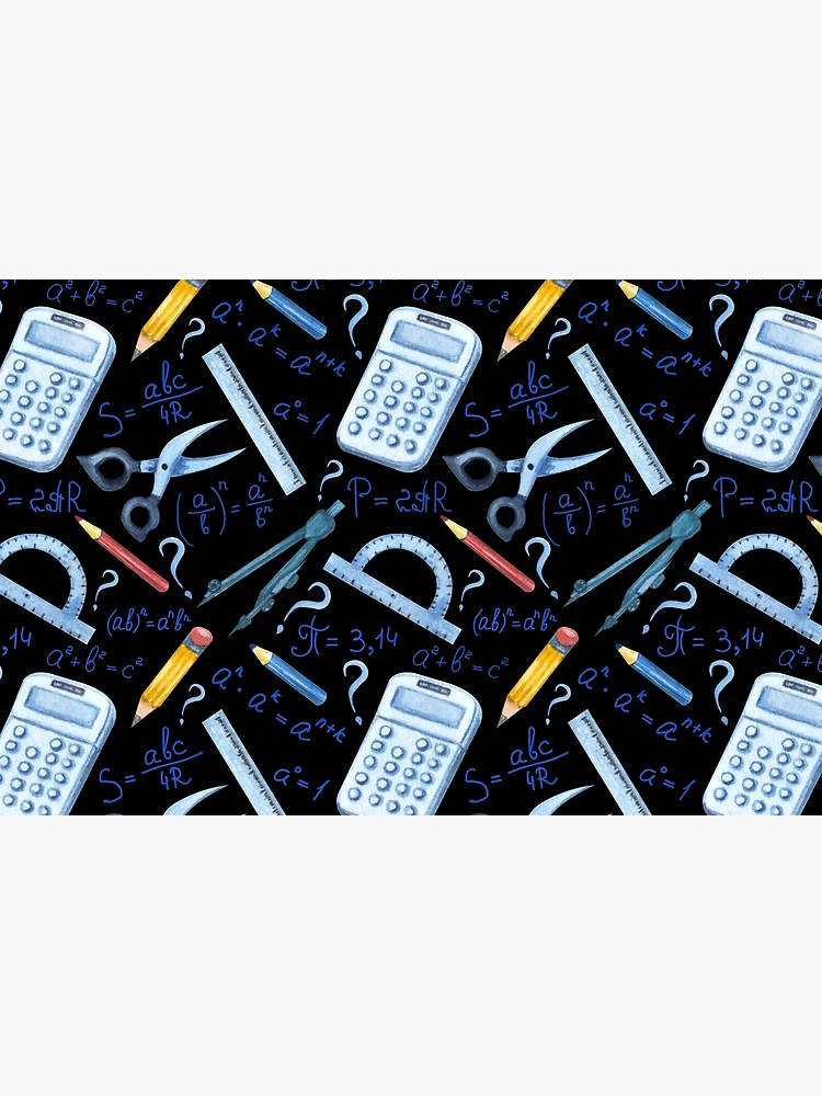 Thumbnail 4 of 4, Zipper Pouch, Watercolor Math Tools Pattern Desk Mat – STEM Equations Calculator Ruler Geometry Design designed and sold by FestivityFinds.