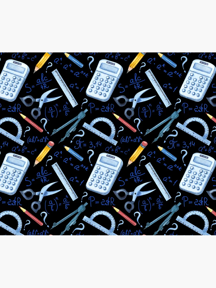 Thumbnail 5 of 5, Mouse Pad, Watercolor Math Tools Pattern Desk Mat – STEM Equations Calculator Ruler Geometry Design designed and sold by FestivityFinds.