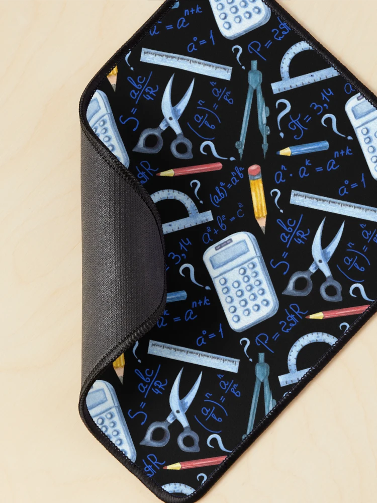 Thumbnail 2 of 5, Mouse Pad, Watercolor Math Tools Pattern Desk Mat – STEM Equations Calculator Ruler Geometry Design designed and sold by FestivityFinds.