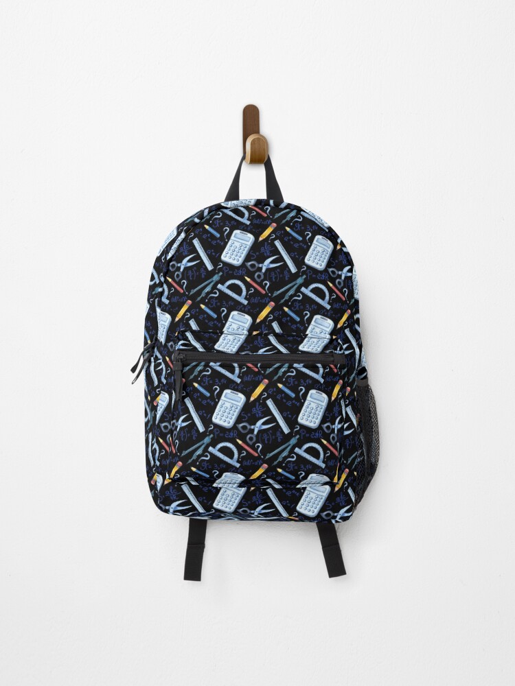 Thumbnail 1 of 3, Backpack, Watercolor Math Tools Pattern Desk Mat – STEM Equations Calculator Ruler Geometry Design designed and sold by FestivityFinds.