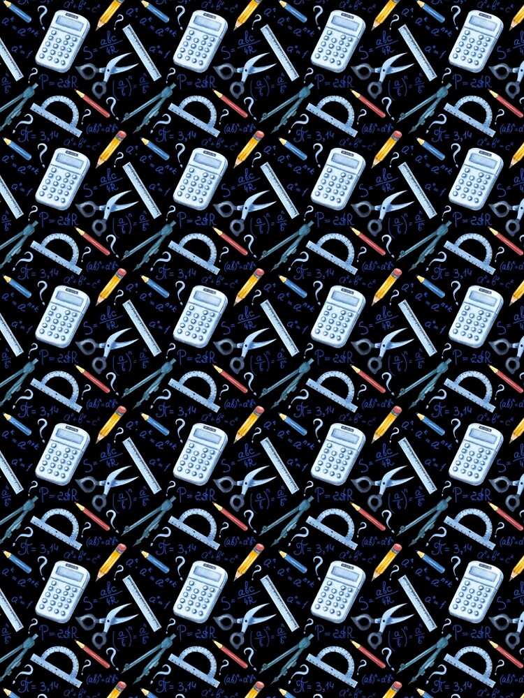 Thumbnail 5 of 5, A-Line Dress, Watercolor Math Tools Pattern Desk Mat – STEM Equations Calculator Ruler Geometry Design designed and sold by FestivityFinds.