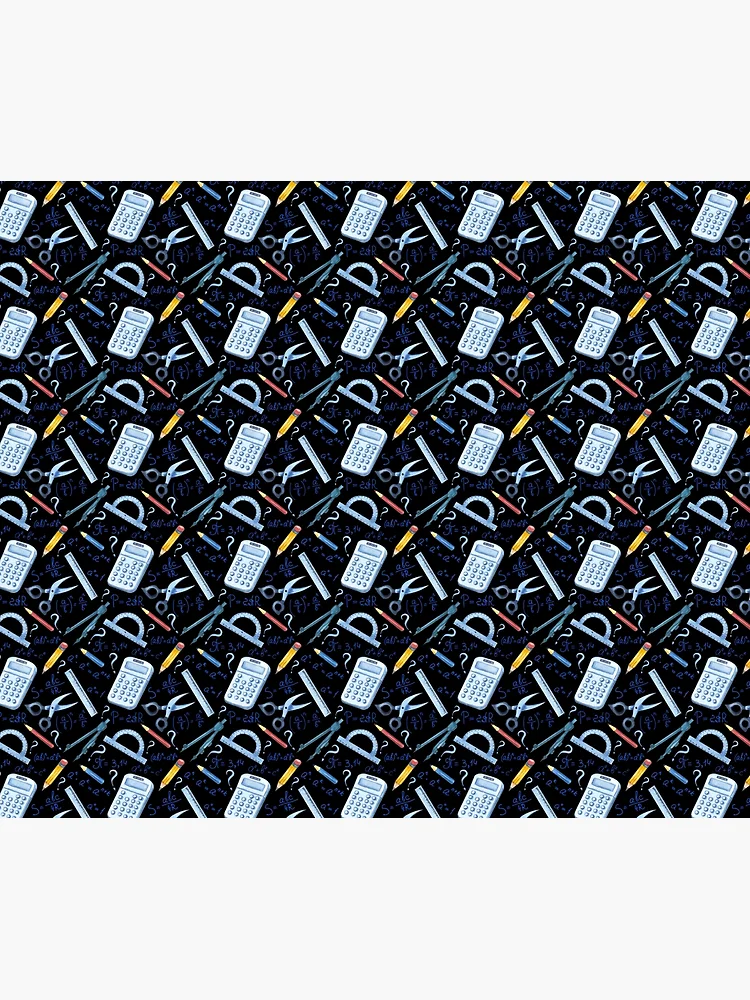 Thumbnail 6 of 6, Throw Blanket, Watercolor Math Tools Pattern Desk Mat – STEM Equations Calculator Ruler Geometry Design designed and sold by FestivityFinds.