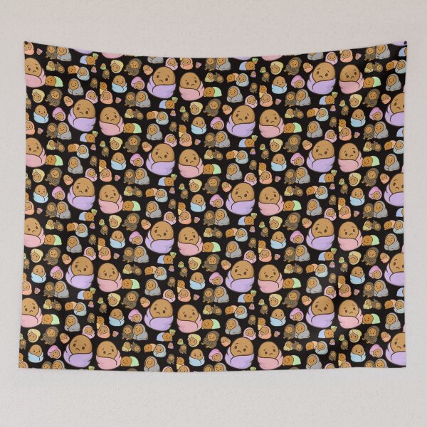 Item preview, Sad Potato Club – Cute Cozy Spud Pattern - Black designed and sold by Strange Comforts.