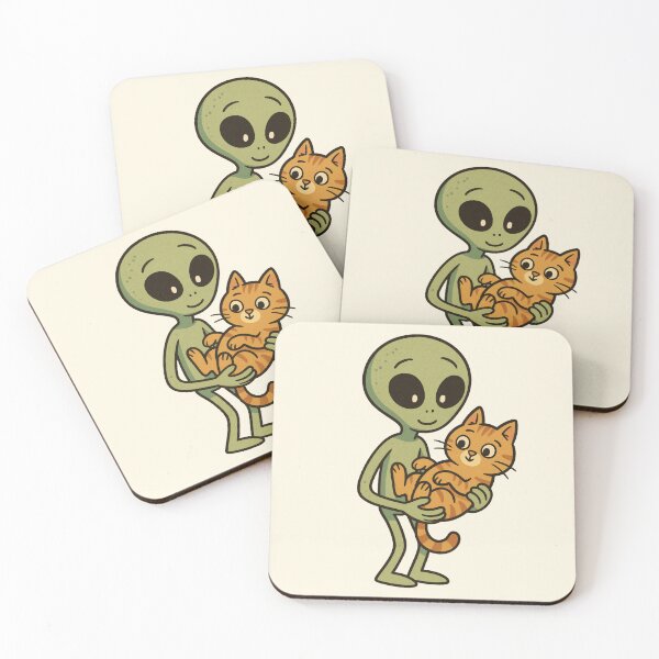 Item preview, Alien and Cat – Cute Sci-Fi Friendship Design designed and sold by Strange Comforts.