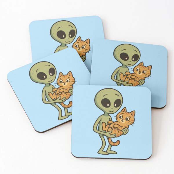 Item preview, Alien and Cat – Cute Sci-Fi Friendship Design - Light Blue designed and sold by Strange Comforts.