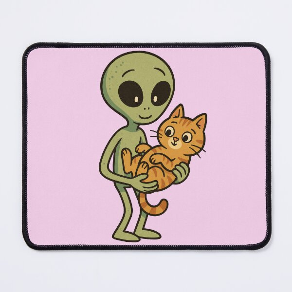 Item preview, Extraterrestre y gato: un adorable diseño de amistad de ciencia ficción - Rosa designed and sold by Strange Comforts.