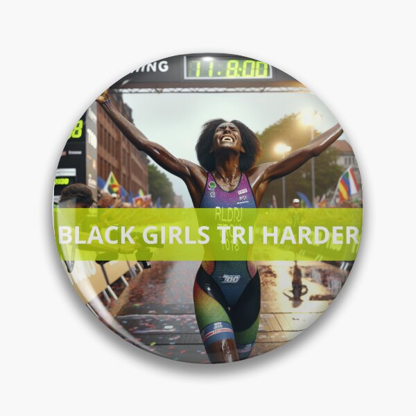 Item preview, “Black Girls Tri Harder” – Powerful Triathlon Women’s Motivation Design designed and sold by Triathlongram.