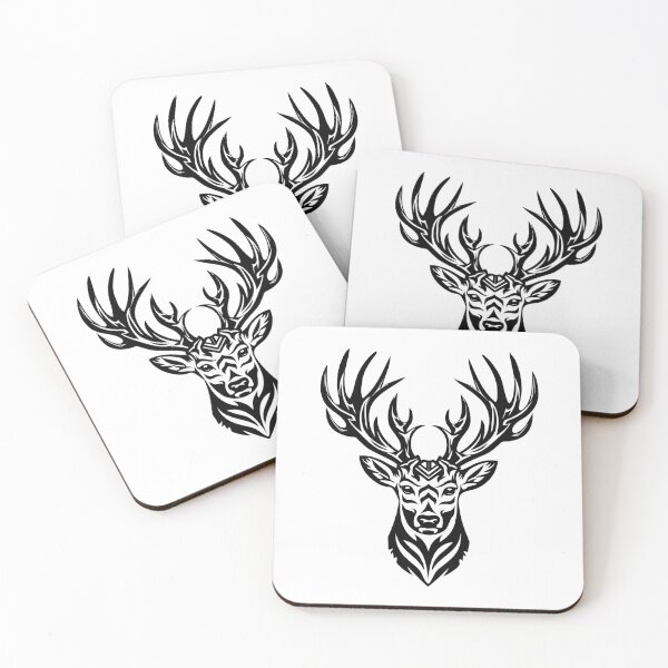 Item preview, Tribal Deer Head Design | Geometric Antler Wildlife Art designed and sold by inkoutninja.