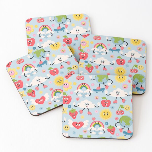 Artikelvorschau, Niedliches Regenbogen-, Skateboard-Erde- und Rollschuh-Wolken-Muster – Kawaii Fun Kinderkleidungsdesign entworfen und verkauft von FestivityFinds.