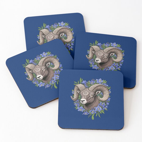 Item preview, Bighorn Sheep And Blue Colorado Columbine Flowers designed and sold by taiche.