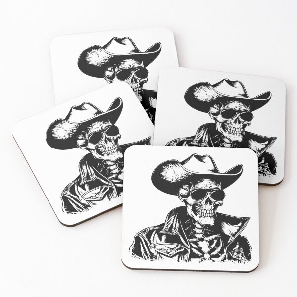 Item preview, Skeleton Cowboy in Sunglasses | Gothic Western Rock Art designed and sold by inkoutninja.