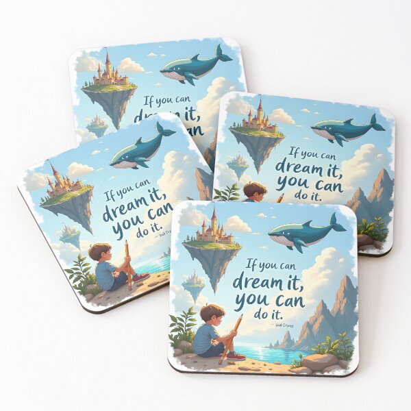 Item preview, If You Can Dream It – Floating Castle & Flying Whale Fantasy Quote Illustration designed and sold by TeeWyrm.