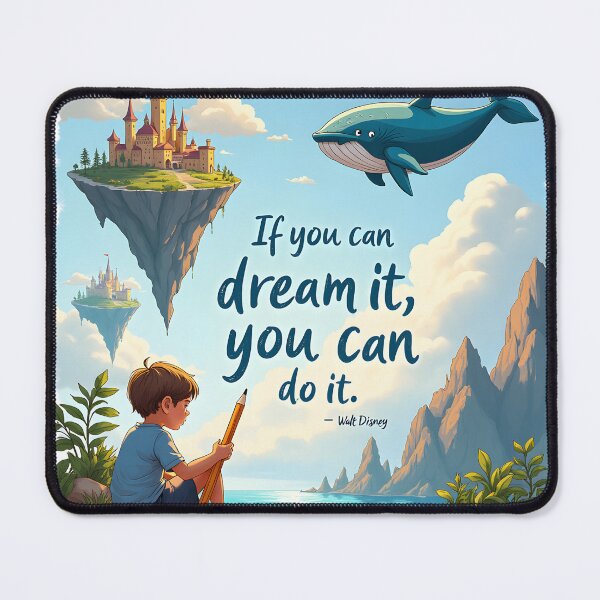 Item preview, If You Can Dream It – Floating Castle & Flying Whale Fantasy Quote Illustration designed and sold by TeeWyrm.