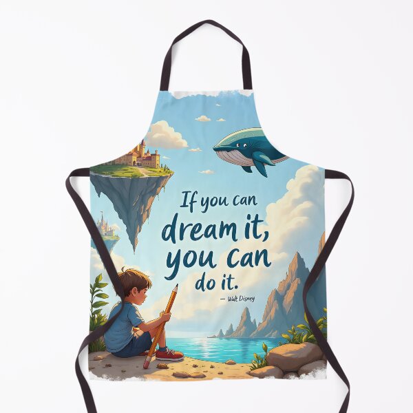 Item preview, If You Can Dream It – Floating Castle & Flying Whale Fantasy Quote Illustration designed and sold by TeeWyrm.