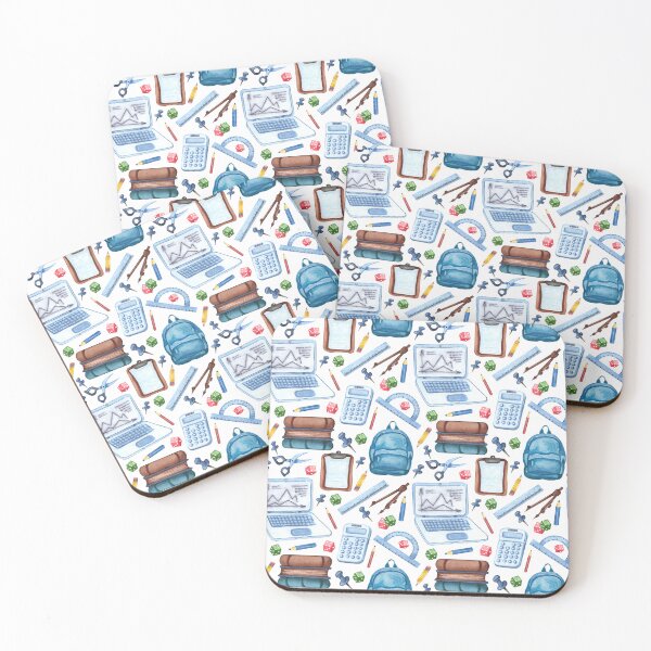 Item preview, Watercolor School Supplies Pattern Throw Pillow – Laptop Backpack Books & Calculator Design designed and sold by FestivityFinds.