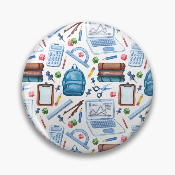 Item preview, Watercolor School Supplies Pattern Throw Pillow – Laptop Backpack Books & Calculator Design designed and sold by FestivityFinds.
