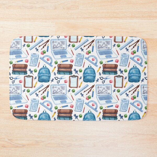 Item preview, Watercolor School Supplies Pattern Throw Pillow – Laptop Backpack Books & Calculator Design designed and sold by FestivityFinds.