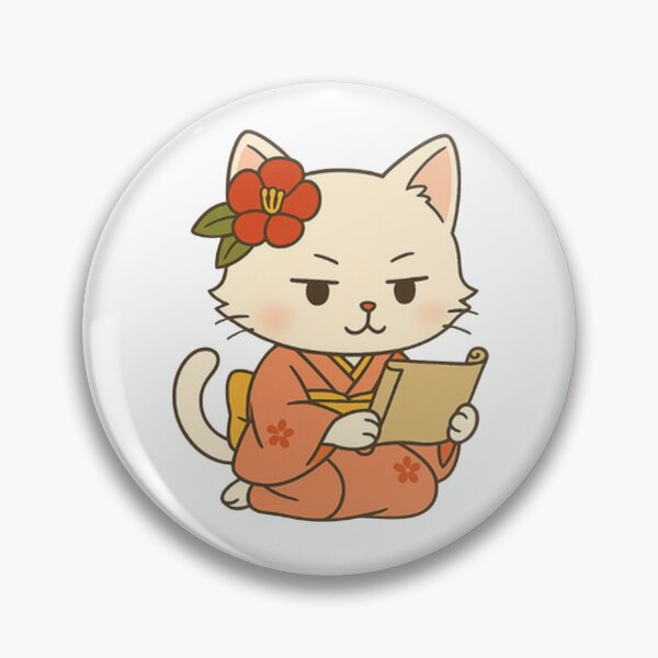 Item preview, Wise Cat in Kimono – Scroll Reading Japanese Neko Character designed and sold by NEKOKO BIYORI.